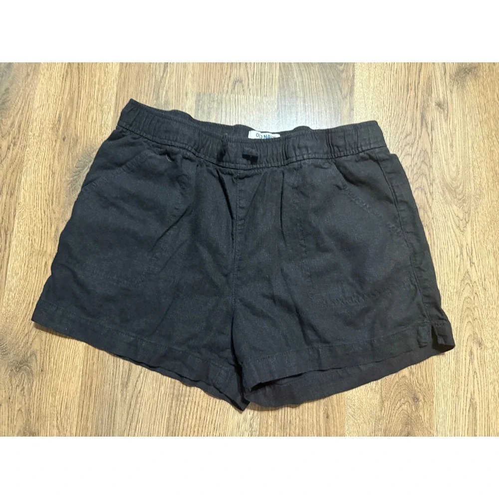 Old Navy Shorts Girls Size XL 14-16 Black Pull-On Functional Drawstring Casual